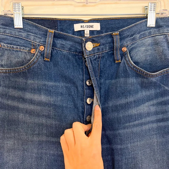 Re/Done 90s High Rise Loose Distressed High Waist Blue Designer Denim Jeans 27 - Picture 7 of 12